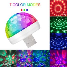 2x USB Mini Disco DJ Ball Car Party Atmospher Light Bar Colorful Sound Activated