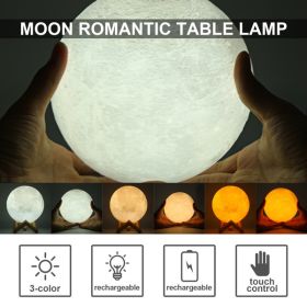 3D USB LED Night Lunar Light Printing Moon Lamp Moonlight Touch 3 Color Changing