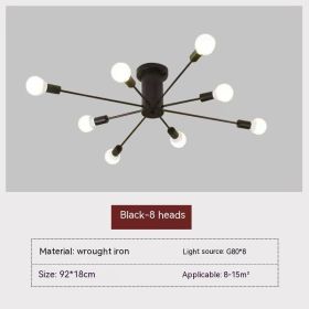 Bedroom Ceiling Lamp Modern Minimalist Nordic (Option: With Light Source-8 Black Head)