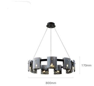 Modern Simple Glass Living Room Chandelier Bedroom Study Personality (Option: 9heads smoke grey-warm light)