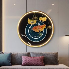 Three Dimensional Relief Entryway Decorative Painting Lamp Circular Background Wall Landscape Mural Lamp (Option: 8806x-70x70cm 220v)