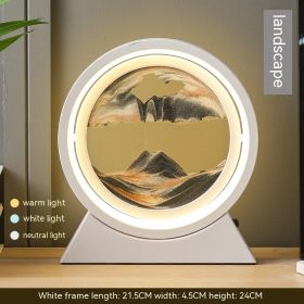 Quicksand Painting Hourglass Decoration Small Night Lamp Atmosphere Gift (Option: Dry Battery Plug In Type-White Frame Black White Sand)