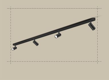 Commercial Guide Rail Ceiling Lighting For Living Room Shops (Option: Black 4head 200CM-Warm light)