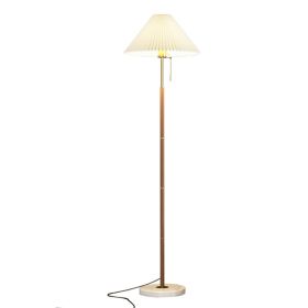 Retro Light Luxury Wood Grain Simple Pleated Floor Lamp Bedroom Bedside Sofa Study Floor Lamp (Option: 3Color Remote control)