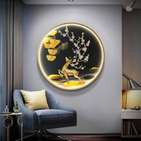 Three Dimensional Relief Entryway Decorative Painting Lamp Circular Background Wall Landscape Mural Lamp (Option: 8809x-70x70cm 220v)