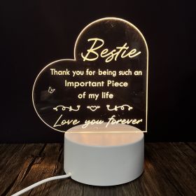 Creative 3D Night Heart Shaped Blessing Language USB Small Table Lamp (Option: Color30-Monochrome USB)