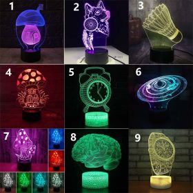 New 3D Colorful Touch Remote Control LED Desk Lamp (Option: 2 Style-Black seat remote control)