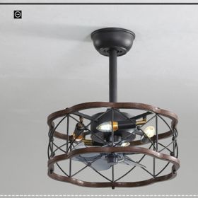 Idyllic American Fan Lamp Nordic Minimalist Dining Room (Option: Dark wood 45in diameter-110V)