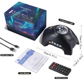 Usb Water Pattern Bluetooth Music Ocean Star Projector Lamp (Option: Black 2pcs-USB)