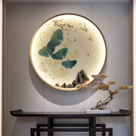 Three Dimensional Relief Entryway Decorative Painting Lamp Circular Background Wall Landscape Mural Lamp (Option: 8805x-70x70cm 220v)