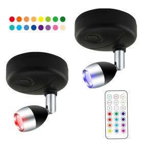 LED Wireless Rgb Remote Control Cabinet Spot Light Angle Adjustable (Option: Black one remote control-0.5W)