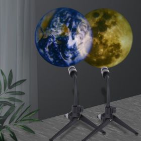 2 In 1 Star Projector Earth And Moon Projection Lamp 360 Rotating Bracket USB Led Night Light For Bedroom Decoration (Option: Earth and Moon chip And a ligh-USB)