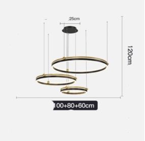 Chandelier Living Room Brushed Aluminum Bedroom Study (Option: Black Gold 60CM80CM100CM 150W)