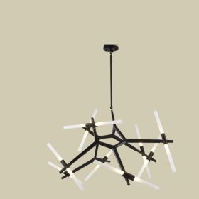 Modern Irregular Living Room Minimalist Dining Room Chandelier (Option: Black-18heads-Remote control infinitedimming)