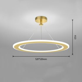 Simple Modern Circular Bedroom Study Chandelier (Option: Gold-White light-520x520mm)