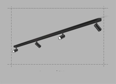 Commercial Guide Rail Ceiling Lighting For Living Room Shops (Option: Black 4head 200CM-White light)