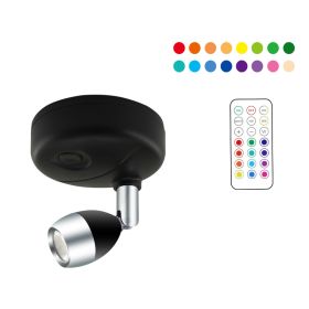 LED Wireless Rgb Remote Control Cabinet Spot Light Angle Adjustable (Option: Black-0.5W)