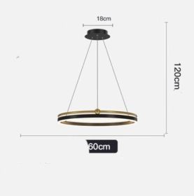 Chandelier Living Room Brushed Aluminum Bedroom Study (Option: Black Gold 60CM 36W)