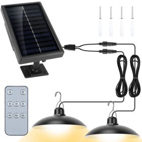 Solar Shed Lights Dual Lighting Heads Dimmable Timing Dusk To Dawn Sensor Hanging Lamp IP65 Waterproof Remote Control (Lighting Color: Warm, Type: Dual Head)