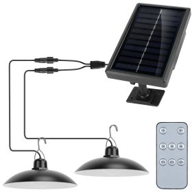 Solar Shed Lights Dual Lighting Heads Dimmable Timing Dusk To Dawn Sensor Hanging Lamp IP65 Waterproof Remote Control (Lighting Color: White, Type: Dual Head)