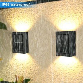 Outdoor Solar Deck Lights Path Garden Patio Pathway Stairs Step Fence Lamp 2pcs (Color: as picture)