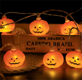 Halloween Battery Remote Control USB LED String Lights (Option: Faceted pumpkin-3meters 20lights warm white)