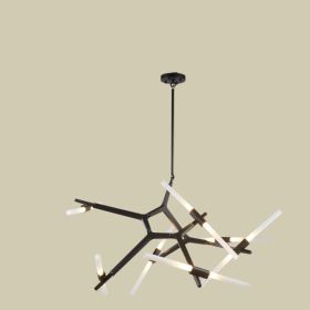 Modern Irregular Living Room Minimalist Dining Room Chandelier (Option: Black-14heads-Remote control infinitedimming)