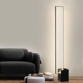 Minimalist Sand Black Floor Lamp Quadriboid Base Square Light Body (Option: Black-L20xH133CM-US)