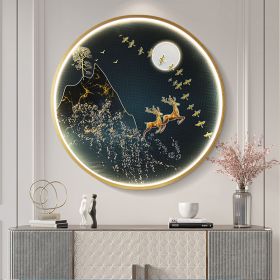 Three Dimensional Relief Entryway Decorative Painting Lamp Circular Background Wall Landscape Mural Lamp (Option: 8810x-70x70cm 220v)