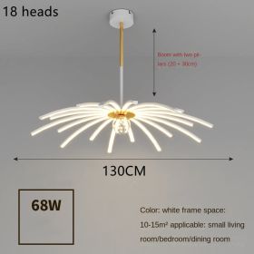 Led Chandelier In Dining Room Bedroom (Option: White B-18heads-Tricolor dimming)