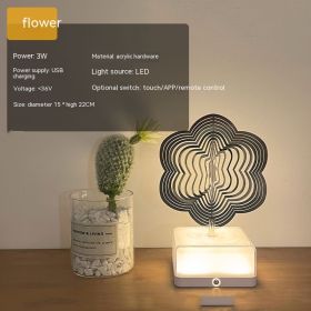 Creative Three-dimensional Rotating Ambience Light Bedroom (Option: Three Colors-Flower-USB)