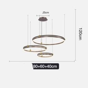 Chandelier Living Room Brushed Aluminum Bedroom Study (Option: Coffee 40CM60CM80CM 113W)